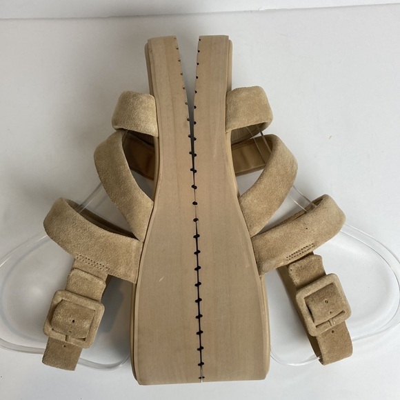 Vince Skylar Sandals Sz 10 Dune Beige Neutral Suede Elevated Basic Quiet Luxury - Picture 7 of 15